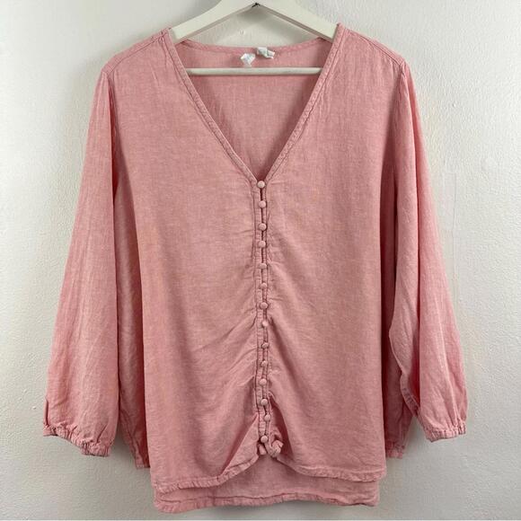 Cynthia Rowley Tops - Cynthia Rowley Women’s Pink Linen Blend Blouse Size 2X